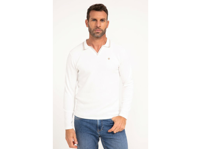 Pull col polo uni Creme