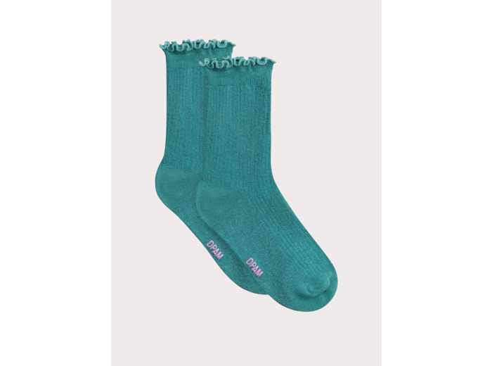 Chaussettes turquoises pailletés pour fille