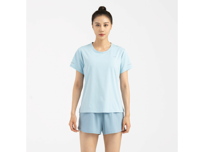 T-shirt running respirant femme - kiprun run 500 dry bleu ciel