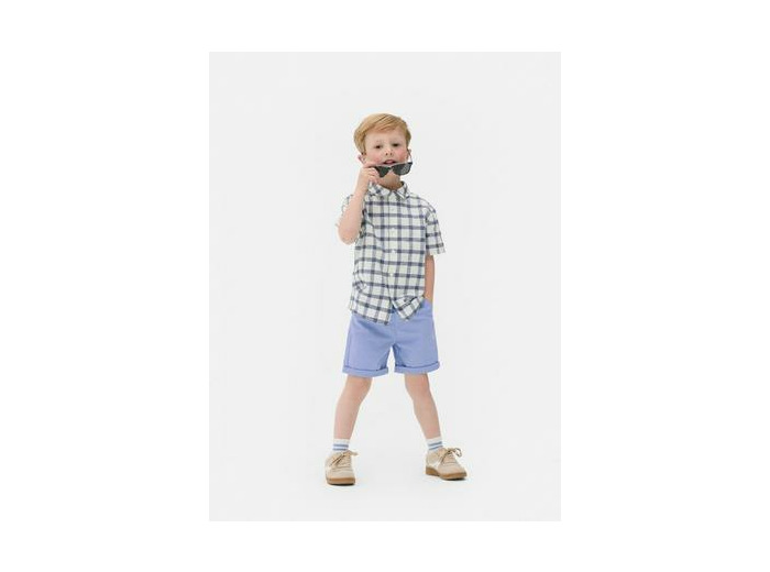 Chemise boutonnée à manches courtes et carreaux