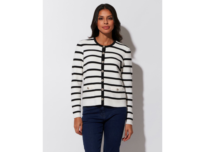 Gilet rayé NOIR Femme