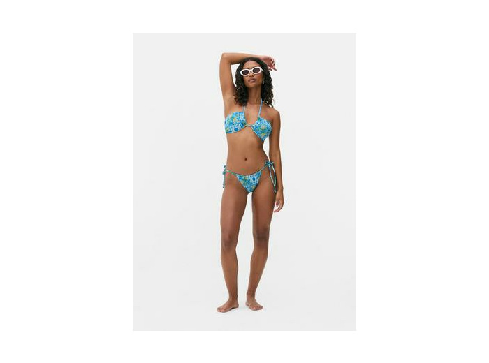 Bas de bikini à motif floral à nouer sur les côtés