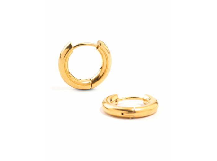 Waterproof Gold Plated Stainless Steel Core Clicker Earrings 16 MM