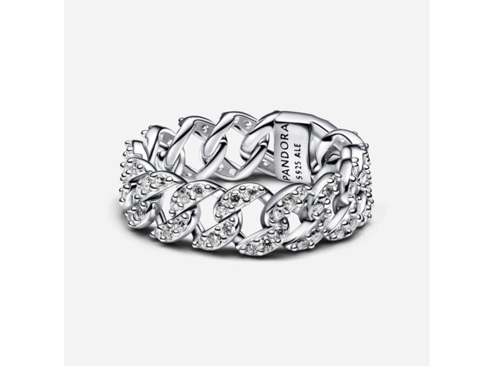 Bague Maille Cubaine Pavée