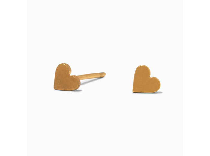 Clous d'oreilles cœur en titane couleur dorée - Collection C Luxe