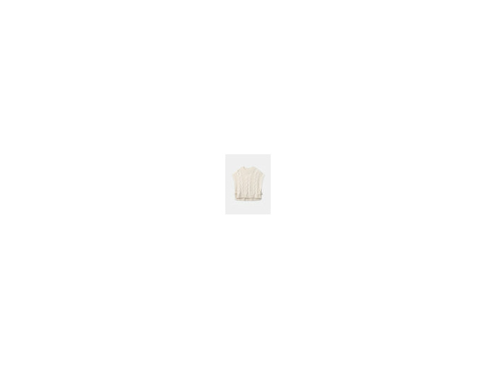 Poncho écru torsadé pour fille avec nœud
