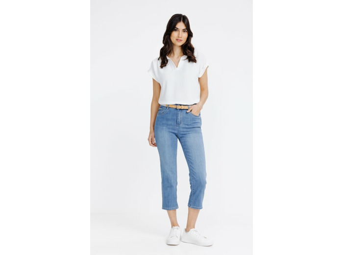 Corsaire denim avec ceinture fantaisie