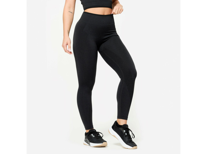 Legging seamless de musculation femme, noir