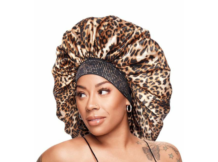 DIAMOND BLING BONNET SJ LEOPARD RED