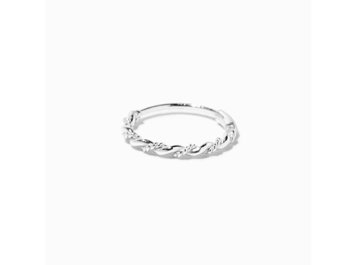 Anneau pour piercing de nez torsadé tressé 0,6 mm couleur argentée