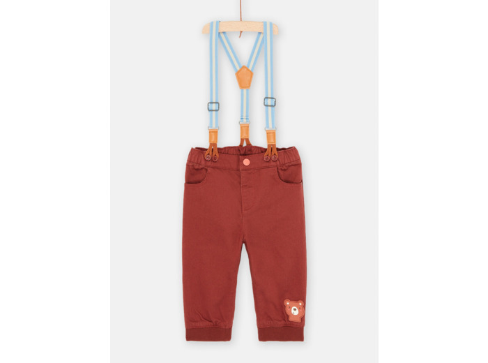 Pantalon havane à bretelles pour bébé garçon