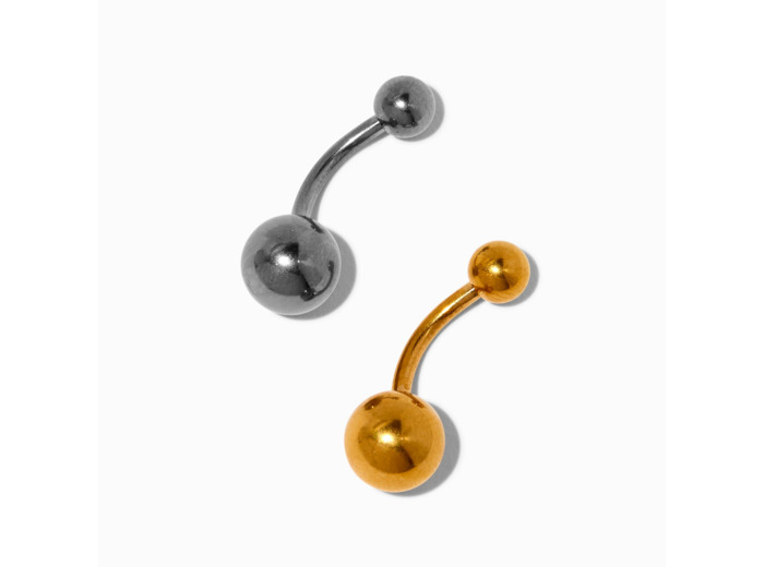 Barres de piercing de nombril 1,6 mm en titane métaux mixtes - Lot de 2
