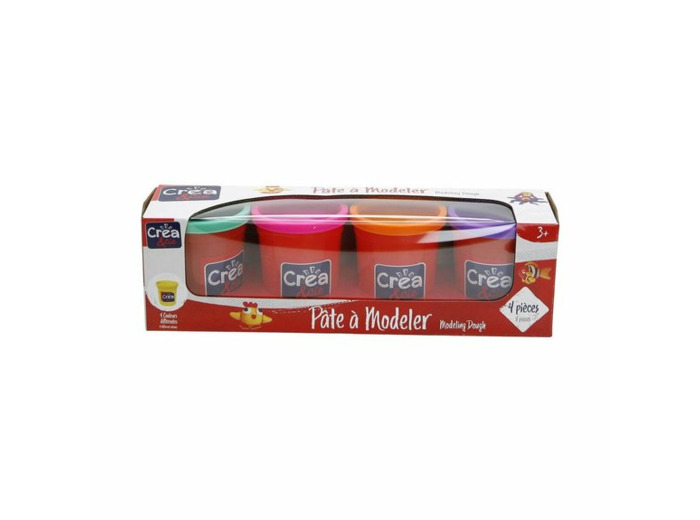 4 pots de pâte à modeler couleurs vives
