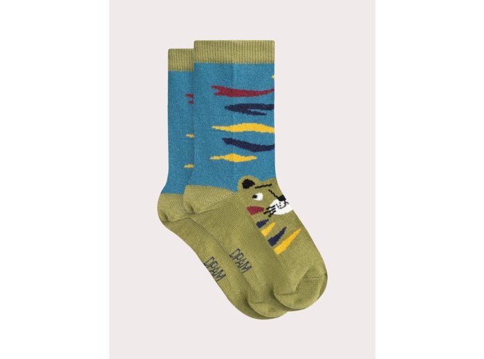 Chaussettes turquoises à motif tigre pour garçon