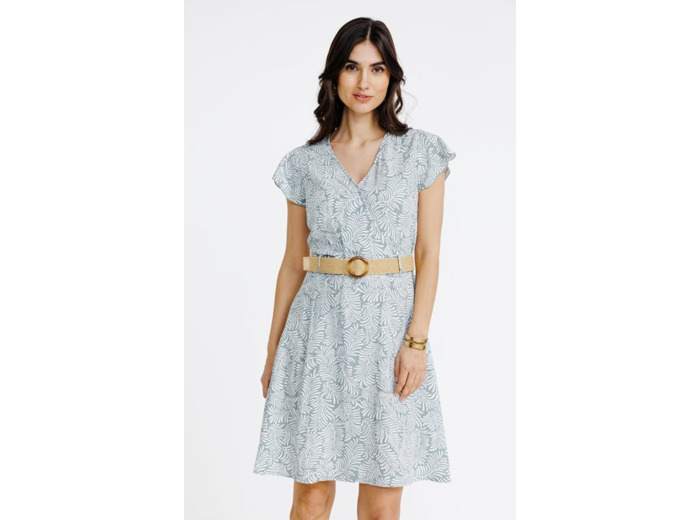 Robe cache-coeur avec ceinture rafia
