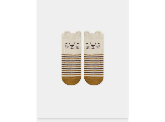 Chaussettes rayées avec visage de lion