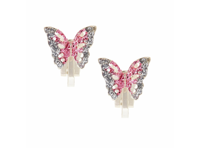 Boucles d'oreilles à clip papillon pailleté