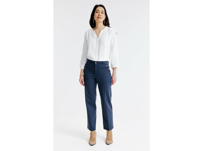 Pantacourt maille aspect jean