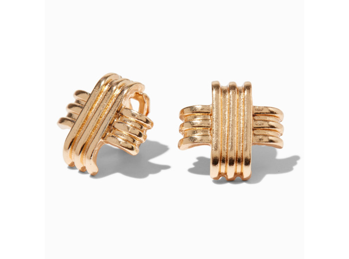 Clous d’oreilles à clip croisillons couleur dorée