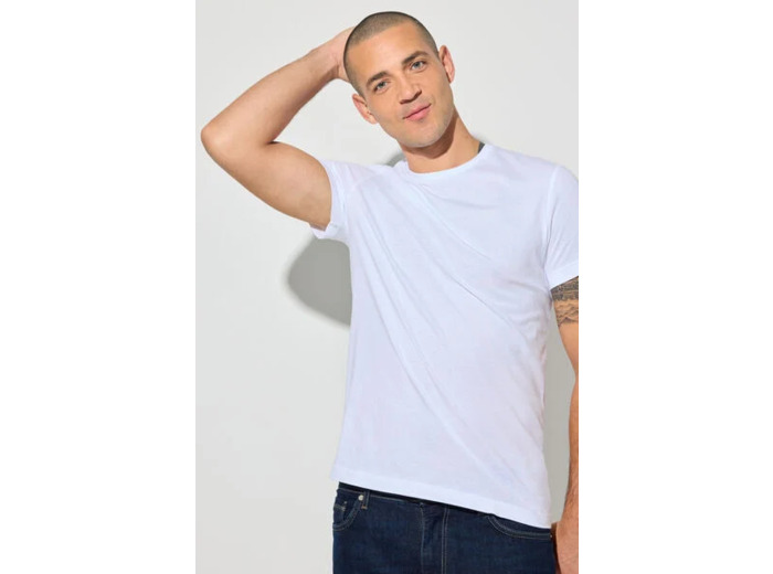 Tee shirt en coton col rond basique - Blanc