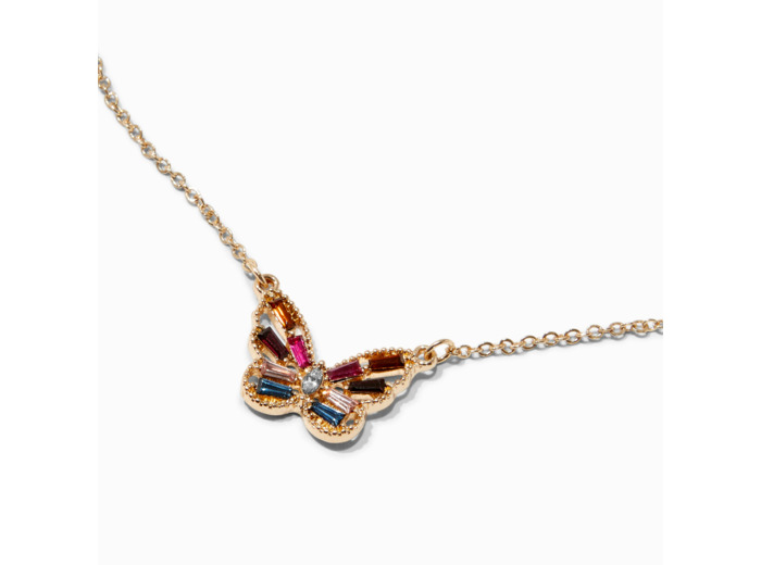 Collier à pendentif papillon décoré de bijoux