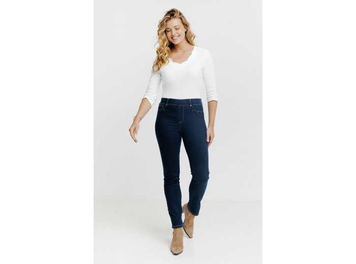 Tregging En Denim Surteint Détail Strass