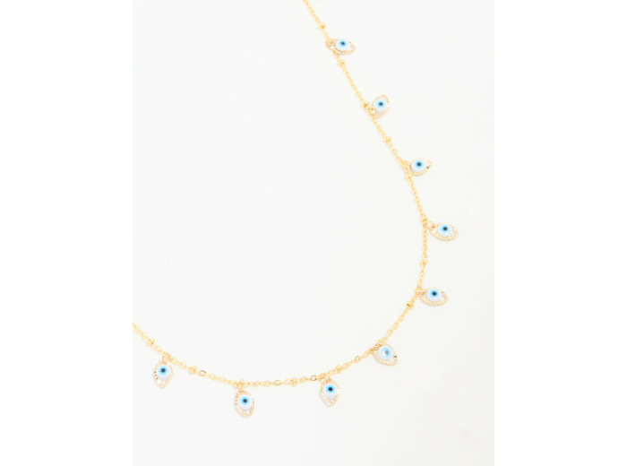 Waterproof Gold Plated Stainless Steel Evil Eye Necklace