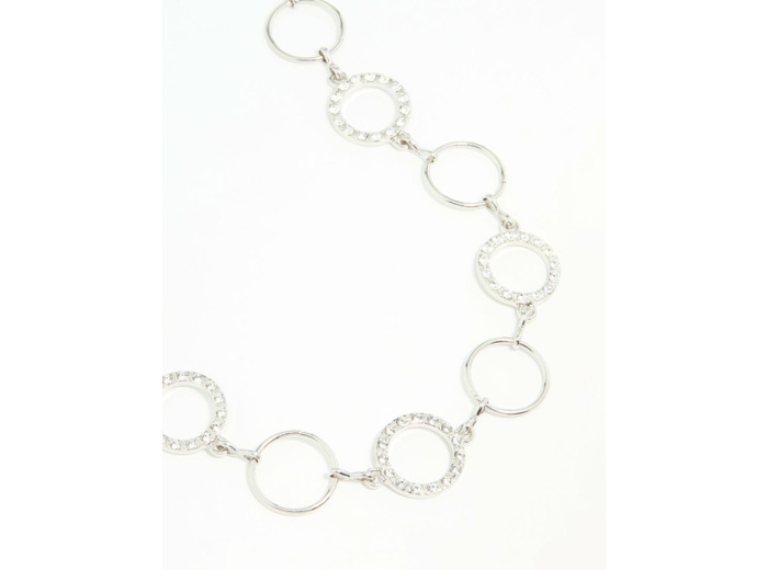 Silver Diamante & Plain Circle Belt
