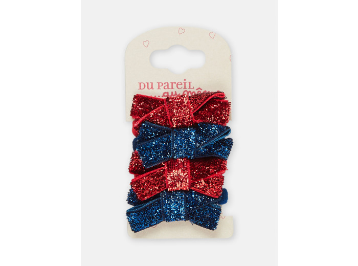 Lot de 4 élastiques à nuds brillants pour filles