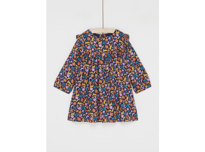 Robe manches longues imprimée orange pour bébé fille