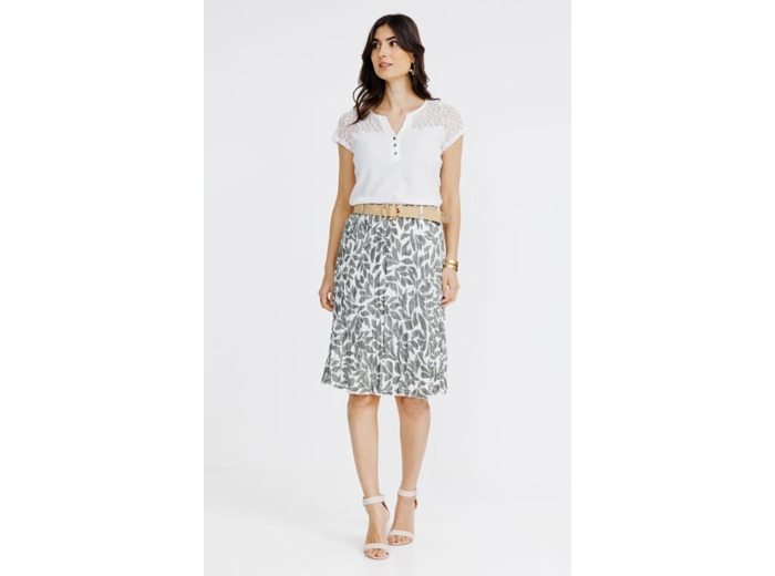 Jupe midi imprimée avec ceinture