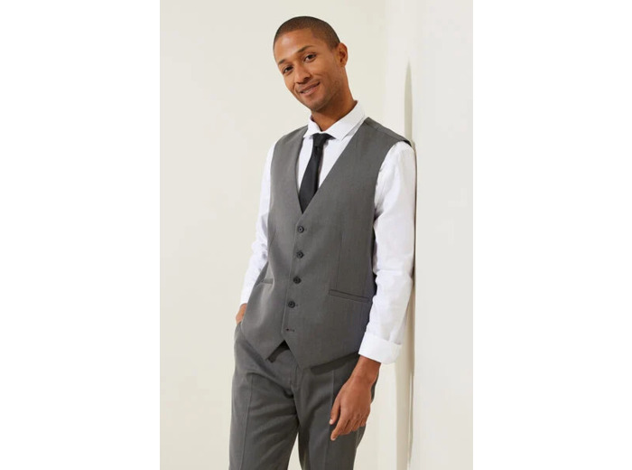 Gilet de costume uni slim - Gris foncé