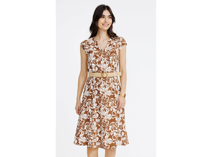 Robe chemise avec ceinture rafia