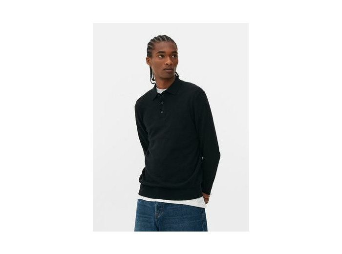 Pull polo à manches longues