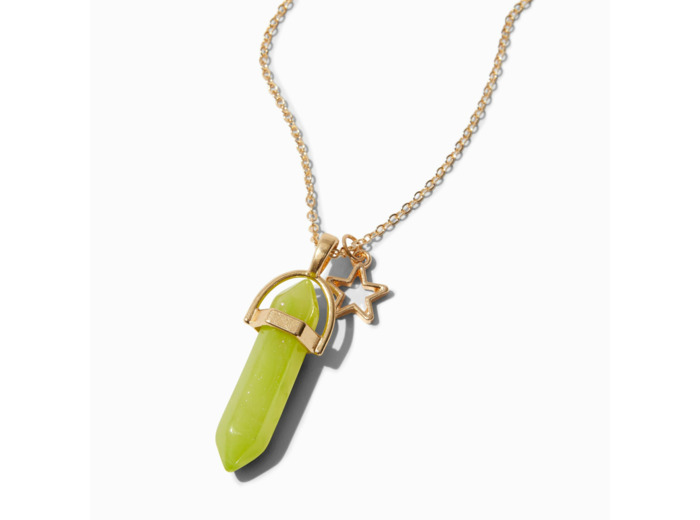 Collier à pendentif avec strass mystique pierre de naissance août couleur dorée