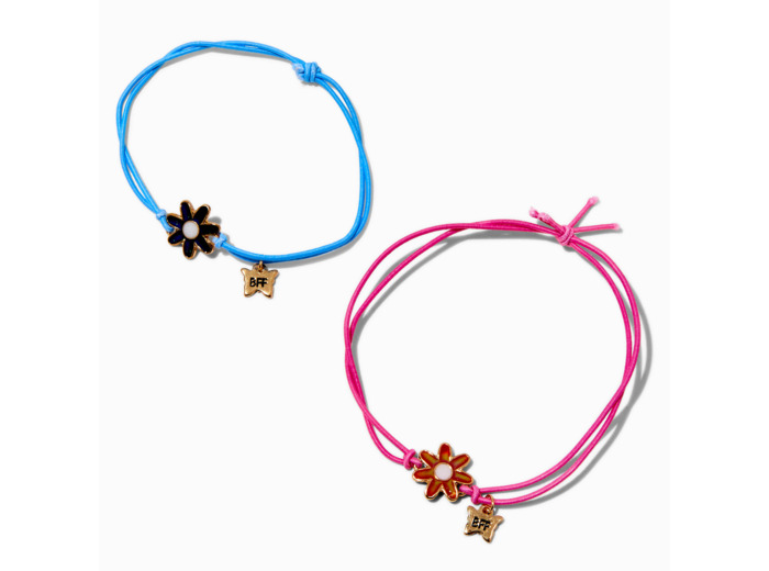 Bracelets réglables à fleurs d'humeur best friends - Lot de 2