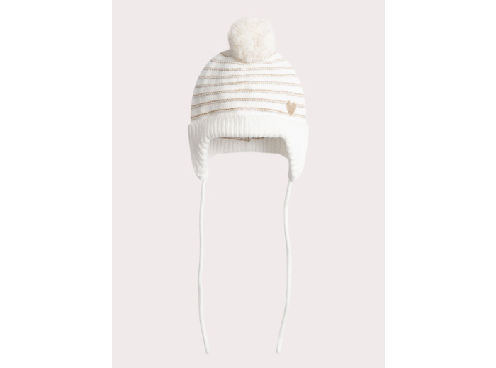 Bonnet à rayures dorées pour bébé fille