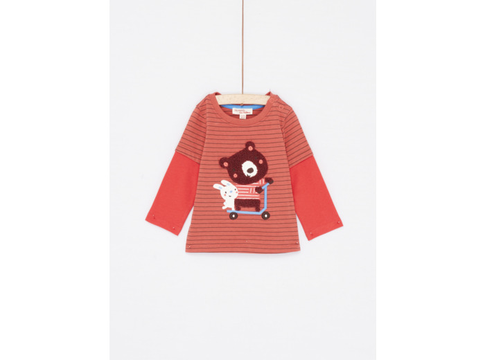 T-shirt terre battue à imprimé à rayures bébé garçon