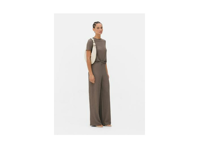 Pantalon large en tissu froissé