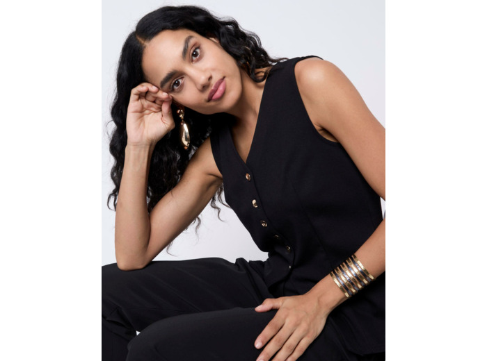 Gilet sans manches uni NOIR Femme