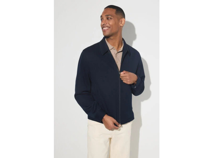 Veste col chemise zippée - Bleu