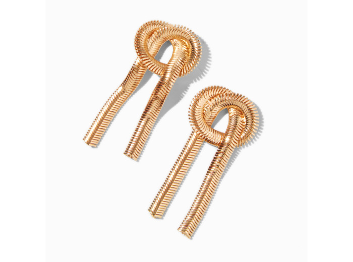 Pendantes 4 cm serpent nouées couleur dorée