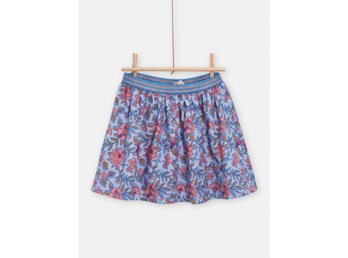 Jupe réversible bleu lavande à imprimé fleuri pour fille