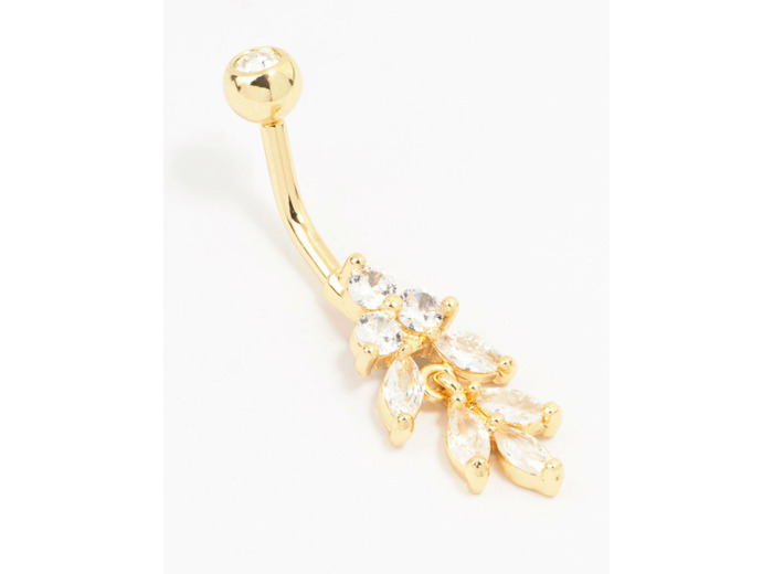 Gold Plated Surgical Steel Marquise Drop Belly Piercing