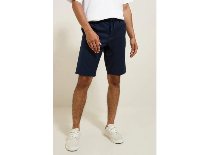 Bermuda uni en coton lin - Bleu