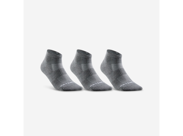 CHAUSSETTES DE TENNIS MI-HAUTES DECATHLON RS 500 GRIS LOT DE 3