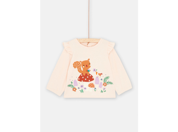 T-shirt guimauve à motifs animaliers et nature pour bébé fille
