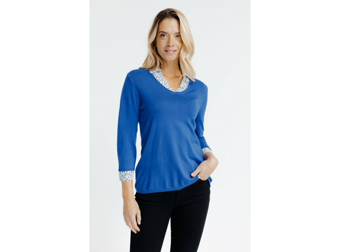 Pull 2-En-1 Col Chemise