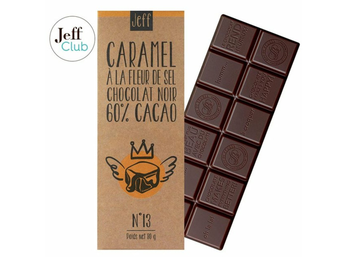 TABLETTE N°13 CHOCOLAT NOIR 60% ET CARAMEL À LA FLEUR DE SEL