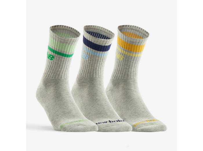 Chaussettes de sport hautes New Balance x 3 grises bandes de couleur
